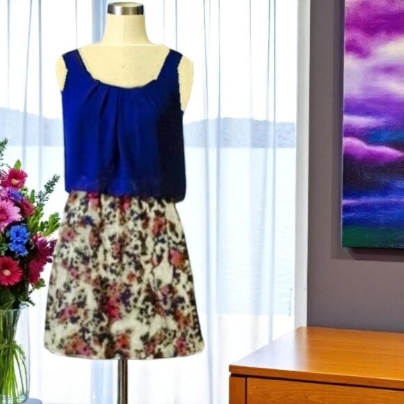 Emerald Sundae Dresses & Skirts - Emerald Sundae Blue and Floral Mini Dress